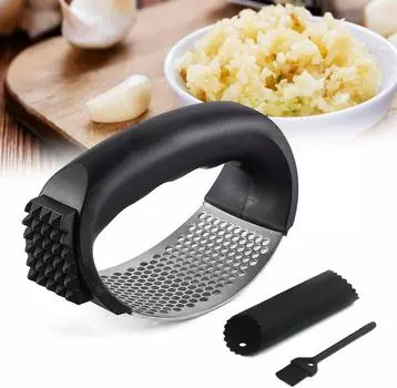 Upgrade Stainless Steel Garlic Presser Garlic Press Rocker Garlic Mincer Garlic Crusher with Peeler and Cleaning Brush небесно-голубой