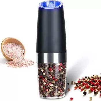 Upgrade Your Kitchen With This Premium Electric Pepper & Salt Grinder - Battery Powered With LED Light & Adjustable Coarseness чёрный