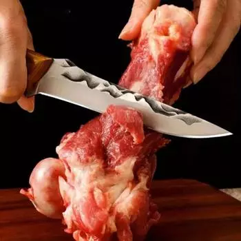 Upgraded boning knife killing pig special kitchen knife, forged solid wood handle commercial high hardness sharp cutting knife