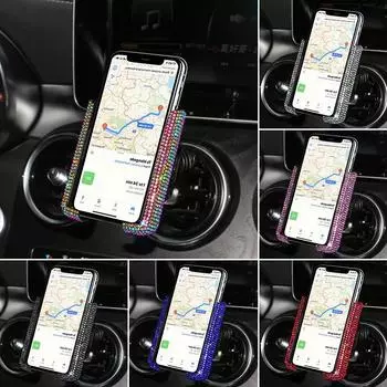 Upgraded Car Phone Holder Diamond Crystal Auto Air Vent Phone Mount Clip Bling Car Accessories for Smartphone IPhone