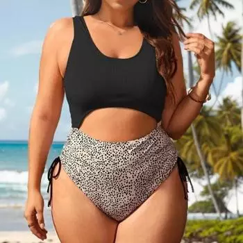 Упитанный купальник больших размеров женский сексуальный тонкий бретельки цельный купальник бикини S