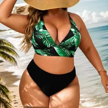 Упитанный купальник больших размеров женский сексуальный обтягивающий бикини S