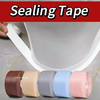 Уплотнительная лента из ПВХ, клейкая лента для ванной, туалета, самоклеящаяся водостойкая лента для защиты от плесени для кухонной раковины, угла стены 2.2cm&1meter