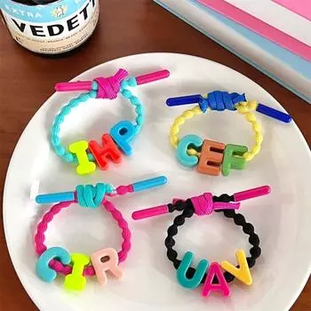 Uppercase Letters English Letter Hair Rope Candy Color English Letter Hair Ring Dance StyleA