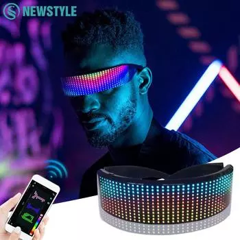 Управление через приложение Светодиодные светящиеся очки RGB очки DIY Bluetooth очки для вечеринок экран дисплея Smart USB перезаряжаемый рождественский декор