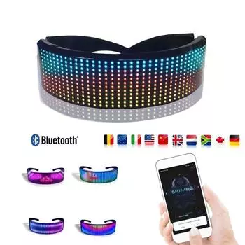 Управление через приложение Светодиодные светящиеся очки RGB очки DIY Bluetooth очки для вечеринок экран дисплея Smart USB перезаряжаемый рождественский декор