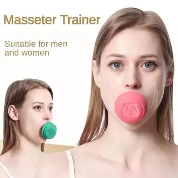 Упражнения для лица, жевательный тренажер для мышц лица и шеи, редуктор для двойного подбородка, силиконовые косметические инструменты розовый