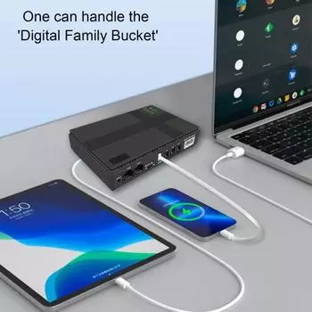 UPS Источник бесперебойного питания Мини-аккумуляторная батарея Многофункциональная защита Многовыходная конструкция Компактный портативный 10400mAh чёрный