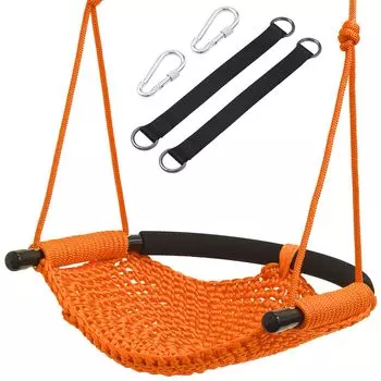 UPstore Качели Гамак для Детей Взрослых В Помещении На Открытом Воздухе Большое Сиденье Спинка Игровое Оборудование Сад На Открытом Воздухе Простая Установка (Оранжевый/Оранжевый)
