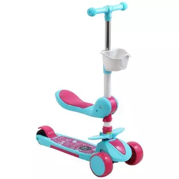 UPstore Kick Skater Kickboard 3 Wheels with Chair для детей 3 Wheel Type Регулируемый по высоте детский самокат Kick Scooter Светящиеся светодиодные шины Держатель для напитков синий