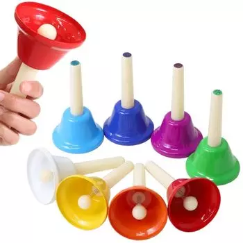 UPstore Music Bell Hand Bell Color Hand Type 8 Sound Set for Starter Practice Kids Educational Toy