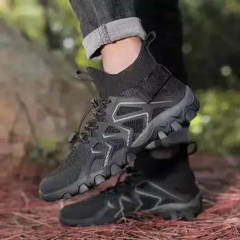 Upstream Shoes Мужская обувь 2024 года, осенняя нескользящая, новая, дышащая, эластичная, легкая, кроссовки для походов на открытом воздухе, обувь для отдыха 39 чёрный
