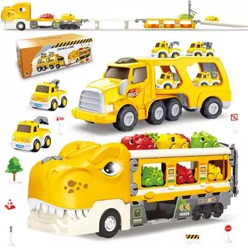 UQTOO Car Mini Car Work Dinosaur Birthday Construction Dinosaur Indoor Construction Vehicle Set Toy, Set, Children s Vehicle, Car, Boys, Girls, Gift,