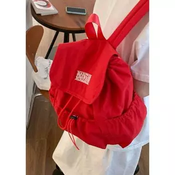 Ur Casual Drawstring Backpack Women 2025 Summer New Lightweight All-Match Commuter Small Backpack Short-Distance Travel Bag Red