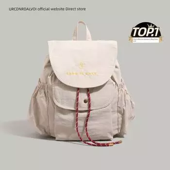 Ur Japan fashion College Student Class Backpack Women 2025 New Large Capacity Commuter Schoolbag Short-Distance Travel Backpack Beige