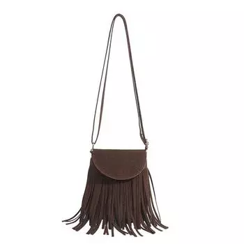 Ur Tassel Bag Brown Retro Western Jean Bag Niche Style Ethnic Style Bohemia Crossbody Bag Female Fashion Travel Coffee