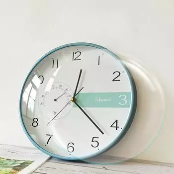 Уран Термометр Настенные Часы Гостиная Бытовая Мода Творческая Простота Атмосфера Подвесные Настенные Тихие Световые Роскошные Часы 12inch(30.5cm) синий