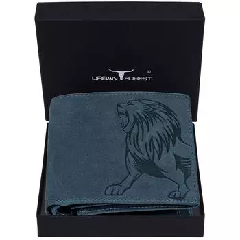 URBAN FOREST Leo RFID Блокирующий винтажный синий кожаный кошелек для мужчин