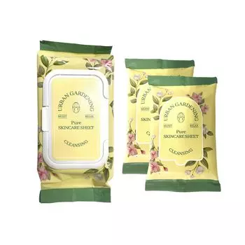 Urban Gardening Pure Skin Care Sheet 80 Sheets Sheets 10 Sheets x Очищающие салфетки Салфетки Очищающие салфетки Салфетки для снятия макияжа Салфетки для снятия макияжа для лица
