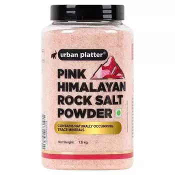Urban Platter Розовая гималайская каменная соль в порошке, 1,5 кг (Неочищенная | Без добавок | 100% розовая каменная соль | Соль Сенда | ПЭТ-банка)