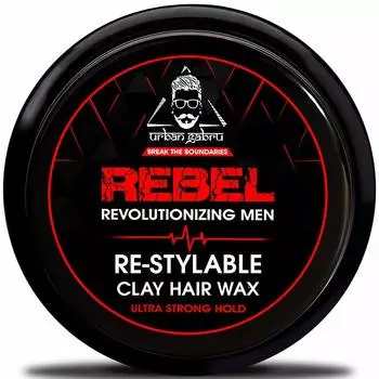 UrbanGabru Rebel Hair Styling Clay Wax для мужчин | Сильная фиксация | Матовый финиш | Возможность 100 повторных укладок с кератином (Безопасно и натурально) - 85 г 85gm