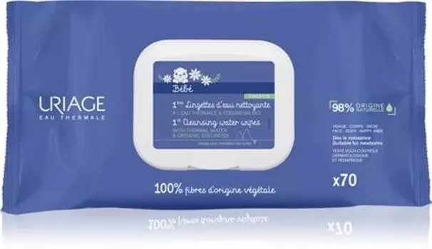 Uriage Baby 1st Cleansing Water Wipes Очищающие салфетки для детей TU прозрачный