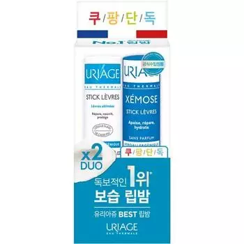 Uriage Sticklevre Original Lip Balm 4g + Zemos Sticklevre Unscented Lip Balm 4g Duo, 1 Set, Lip Balm Original + Lip Balm Zemos