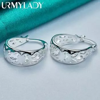 URMYLADY 925 пробы полые серьги-цветы клипсы для ушей для женщин свадебные помолвочные модные украшения с шармами ME402