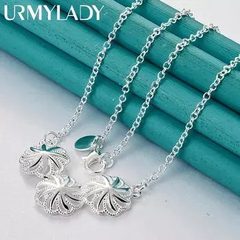 URMYLADY 925 пробы серебро три цветка 18 дюймов кулон ожерелье для женщин модные ювелирные изделия 45cm