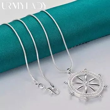 URMYLADY 925 пробы стерлингового серебра штурвал AAAAA циркон 16-30 дюймов кулон ожерелье змея цепь для женщин модные ювелирные изделия 40cm