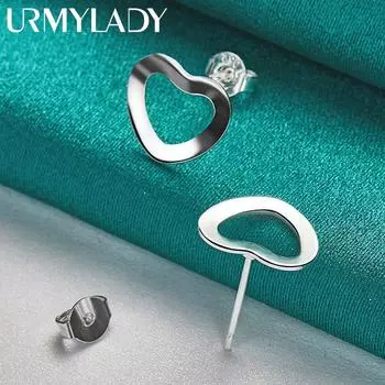 URMYLADY 925 стерлингового серебра сердечки серьги гвоздики для женщин свадебная вечеринка модные украшения ME303