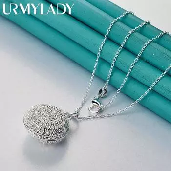 URMYLADY 925 стерлингового серебра полые круглые 16-30 дюймов кулон ожерелье для женщин модные ювелирные изделия 40cm