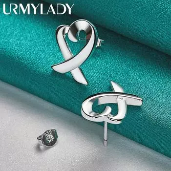 URMYLADY 925 стерлингового серебра сердечки серьги гвоздики для женщин свадебная вечеринка модные украшения ME337