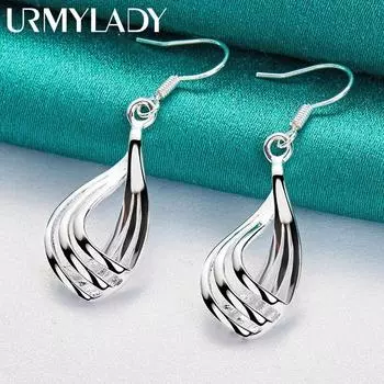 URMYLADY из стерлингового серебра 925 пробы, многослойные торсионные серьги для женщин, очаровательные модные украшения для свадебной вечеринки ME055