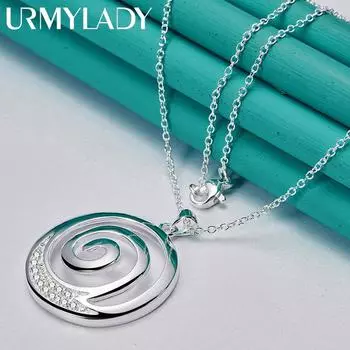 URMYLADY из стерлингового серебра 925 пробы, ожерелье с подвеской в форме водоворота для женщин, модные свадебные украшения для помолвки 45cm