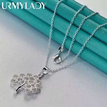 URMYLADY из стерлингового серебра 925 пробы, подвеска в виде рождественской елки, ожерелье для женщин, вечерние модные украшения 45cm
