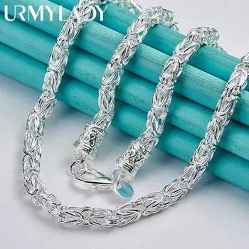 URMYLADY из стерлингового серебра 925 пробы, подвесная цепочка 20 дюймов, простое ожерелье для мужчин и женщин, модные ювелирные изделия для свадебной вечеринки 50cm