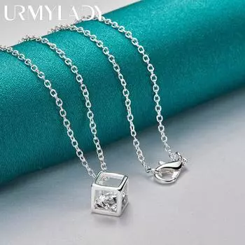 URMYLADY из стерлингового серебра 925 пробы с квадратным цирконом, ожерелье для женщин, свадебная вечеринка, модные украшения 45cm