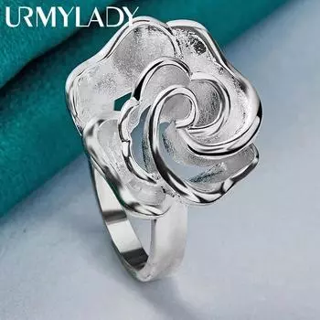 URMYLADY новые кольца из стерлингового серебра 925 пробы с цветком для женщин, изысканные элегантные модные вечерние девушки, студентки, очаровательные свадебные украшения 7