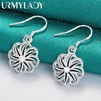 URMYLADY серьги из стерлингового серебра 925 пробы с цветком для женщин, свадебные, помолвочные, вечерние, модные украшения ME117