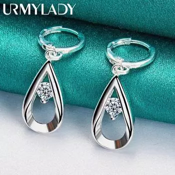 URMYLADY, серьги из стерлингового серебра 925 пробы с каплями воды AAA, серьги с цирконом для женщин, модные свадебные, помолвочные, очаровательные ювелирные изделия ME089