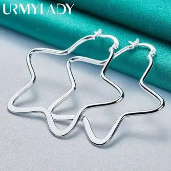 URMYLADY серьги из стерлингового серебра 925 пробы со звездами для женщин, модные свадебные, помолвочные, вечерние, очаровательные ювелирные изделия 52mm
