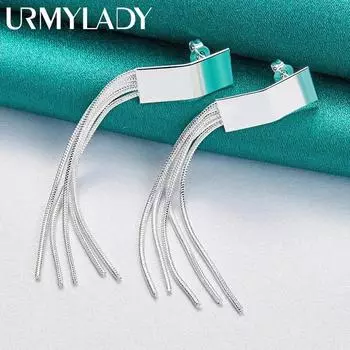 URMYLADY серьги с кисточками из стерлингового серебра 925 пробы для женщин, очаровательные модные украшения для свадебной вечеринки ME054