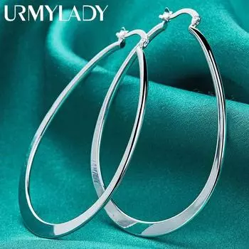 URMYLADY Стерлингового Серебра 925 Овальные Плоские Серьги Для Женщин Модные Ювелирные Изделия Свадебная Вечеринка Очарование ME217
