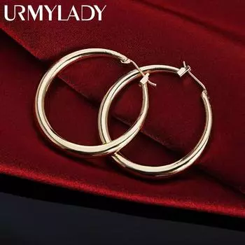 URMYLADY Стерлингового Серебра 925 пробы 3,5 см Круглые серьги высокого качества из 18-каратного золота, модные ювелирные изделия на свадьбу серебряный