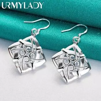 URMYLADY стерлингового серебра 925 пробы четыре листа цветок серьги для женщин очаровательные свадебные вечерние модные украшения ME118