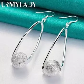 URMYLADY стерлингового серебра 925 пробы, матовые серьги из бисера для женщин, свадебные, помолвочные, вечерние, модные украшения ME030