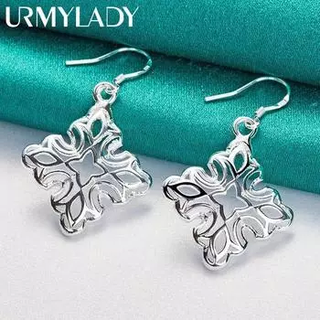 URMYLADY стерлингового серебра 925 пробы серьги с цветком для женщин очаровательные свадебные вечерние модные украшения ME102