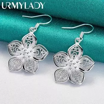 URMYLADY стерлингового серебра 925 пробы серьги с цветком для женщин очаровательные свадебные вечерние модные украшения ME052