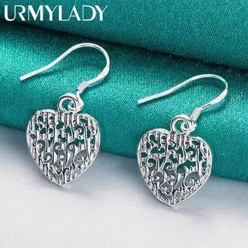 URMYLADY стерлингового серебра 925 пробы сердце карты серьги для женщин очаровательные свадебные вечерние модные украшения ME116